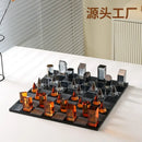 GobekUsa Crystal Glass Chess Set Geometric Design Home Decor Figurines.