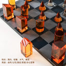 GobekUsa Crystal Glass Chess Set Geometric Design Home Decor Figurines.