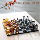 GobekUsa Crystal Glass Chess Set Geometric Design Home Decor Figurines.