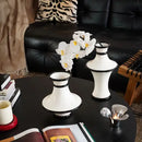 GobekUsa Geometric Black White Stripes Ceramic Vase Home Decor Floral Arrangement