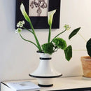 GobekUsa Geometric Black White Stripes Ceramic Vase Home Decor Floral Arrangement