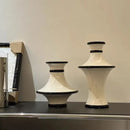GobekUsa Geometric Black White Stripes Ceramic Vase Home Decor Floral Arrangement
