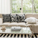 Modern geometric black & white embroidered pillow cover living room by Decorbites