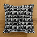 Modern geometric black & white embroidered pillow cover living room by Decorbites