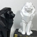 GobekUsa Lion Resin Art Statue: Morden Geometry Figurine for Home Office Decoration