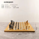 Wooden And Metal Chess Set On Geometric Block Board - Modern Style Home Decor Handcrafted Tabletop Display
