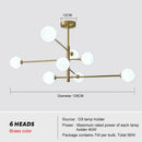 GobekUsa Brass Chandelier: Nordic Glass Pendant Lights for Home, Living Room, Bedroom, Restaurant & Cafe