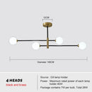 GobekUsa Brass Chandelier: Nordic Glass Pendant Lights for Home, Living Room, Bedroom, Restaurant & Cafe