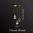 GobekUsa Diamond Crystal LED Chandelier, Brass Ceiling Pendant Light for Dining Room
