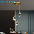 GobekUsa Diamond Crystal LED Chandelier, Brass Ceiling Pendant Light for Dining Room