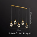 GobekUsa Diamond Crystal LED Chandelier, Brass Ceiling Pendant Light for Dining Room