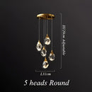 GobekUsa Diamond Crystal LED Chandelier, Brass Ceiling Pendant Light for Dining Room