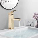 GobekUsa Brushed Gold Bathroom Basin Faucet Single Lever Vessel Sink Mixer Tap