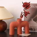 GobekUsa Geometric Ceramic Vase: Hollowed-out Letters Flower Arrangement Home Decor