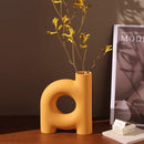 GobekUsa Geometric Ceramic Vase: Hollowed-out Letters Flower Arrangement Home Decor