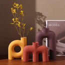 GobekUsa Geometric Ceramic Vase: Hollowed-out Letters Flower Arrangement Home Decor