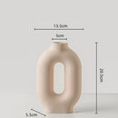 GobekUsa Geometric Ceramic Vase: Hollowed-out Letters Flower Arrangement Home Decor