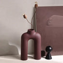 GobekUsa Geometric Ceramic Vase: Hollowed-out Letters Flower Arrangement Home Decor