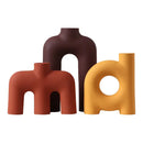 GobekUsa Geometric Ceramic Vase: Hollowed-out Letters Flower Arrangement Home Decor