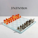 GobekUsa Geometric Crystal Chessboard: Transparent Chess Set Home Decor & Figurines