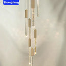 GobekUsa Crystal Chrome LED Chandelier: Luxury Duplex Stair Loft Pendant Light for Living Room