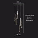 GobekUsa Crystal Chrome LED Chandelier: Luxury Duplex Stair Loft Pendant Light for Living Room