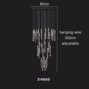 GobekUsa Crystal Chrome LED Chandelier: Luxury Duplex Stair Loft Pendant Light for Living Room