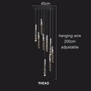 GobekUsa Crystal Chrome LED Chandelier: Luxury Duplex Stair Loft Pendant Light for Living Room