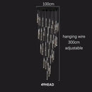 GobekUsa Crystal Chrome LED Chandelier: Luxury Duplex Stair Loft Pendant Light for Living Room
