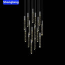 GobekUsa Crystal Chrome LED Chandelier: Luxury Duplex Stair Loft Pendant Light for Living Room
