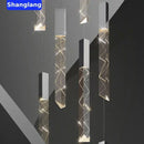 GobekUsa Crystal Chrome LED Chandelier: Luxury Duplex Stair Loft Pendant Light for Living Room
