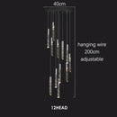 GobekUsa Crystal Chrome LED Chandelier: Luxury Duplex Stair Loft Pendant Light for Living Room