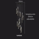 GobekUsa Crystal Chrome LED Chandelier: Luxury Duplex Stair Loft Pendant Light for Living Room