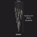 GobekUsa Crystal Chrome LED Chandelier: Luxury Duplex Stair Loft Pendant Light for Living Room