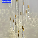 GobekUsa Crystal Chrome LED Chandelier: Luxury Duplex Stair Loft Pendant Light for Living Room
