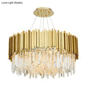 GobekUsa Modern Geometric Crystal Prism Chandelier with 12 Gold Heads for Living Room Island