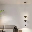 GobekUsa Cone Long LED Pendant Chandelier for Modern Bedroom, White/Black Variant