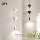 GobekUsa Cone Long LED Pendant Chandelier for Modern Bedroom, White/Black Variant