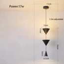 GobekUsa Cone Long LED Pendant Chandelier for Modern Bedroom, White/Black Variant