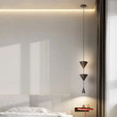 GobekUsa Cone Long LED Pendant Chandelier for Modern Bedroom, White/Black Variant