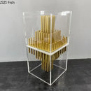 GobekUsa Acrylic Geometric Display Box Desk Ornament Metal Sculpture Room Decor