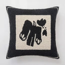 Modern geometric embroidered cushion cover black & cream living room by Decorbites