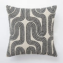 Modern geometric embroidered cushion cover black & cream living room by Decorbites