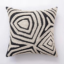 Modern geometric embroidered cushion cover black & cream living room by Decorbites