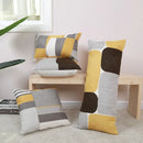 Modern geometric embroidery pillow cover yellow & gray living room by Decorbites