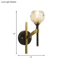 GobekUsa Modern Geometric Flush Black Wall Sconce with Crystal Accent - 1 Light Fixture