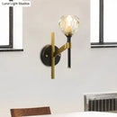 GobekUsa Modern Geometric Flush Black Wall Sconce with Crystal Accent - 1 Light Fixture