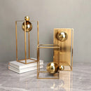 GobekUsa Geometric Gold Frame Sculpture Decorative Figurines Metal Home Decor