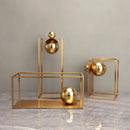 GobekUsa Geometric Gold Frame Sculpture Decorative Figurines Metal Home Decor