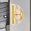GobekUsa Minimal LED Gold Sconce - Metallic Geometric Wall Light for Living Room in White/Warm